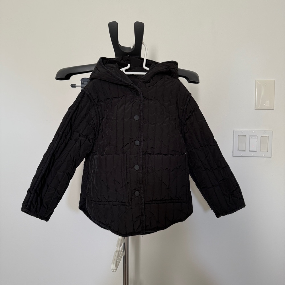 ❄️ EEUC ZARA GIRLS 6 QUILTED RIBBED LIGHT PUFFY JACKET BLACK